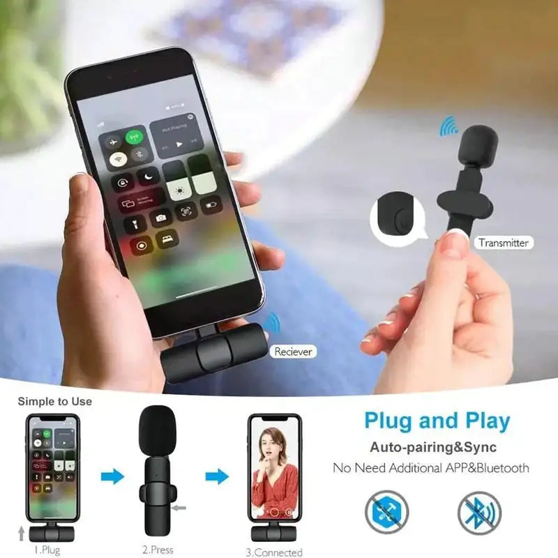 Plug-Play Wireless Lapel Lavalier Microphone