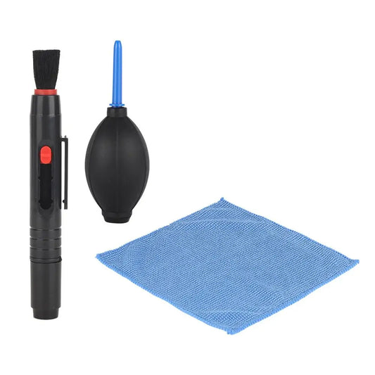 3in1 Camera Lens Cleaning Kit: Cloth, Brush, and Air Blower